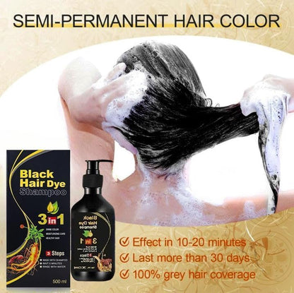 Herbal 3 in 1 Dye Instant Black Hair Shampoo(300Ml)