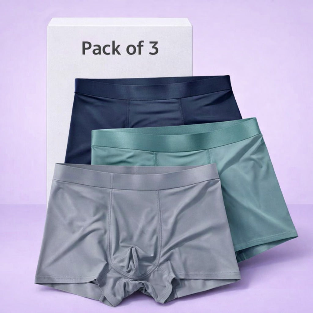 Men's Ice Silk Briefs Boxers  (Pack of 3)(random colour) - CL-MA-1274